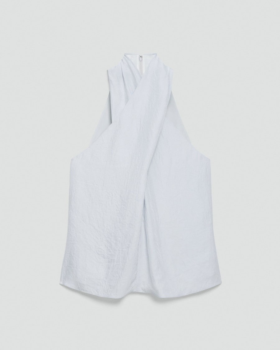 Twisted Halter Top in Washed Twill