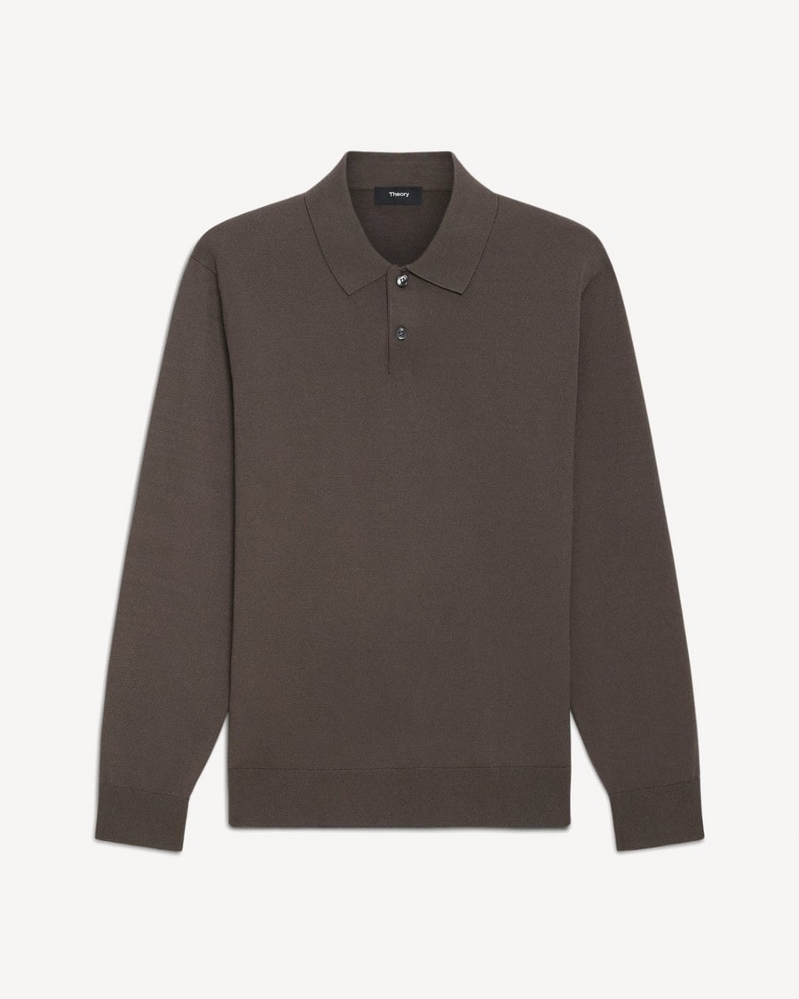 Goris Long-Sleeve Polo Shirt in Light Bilen