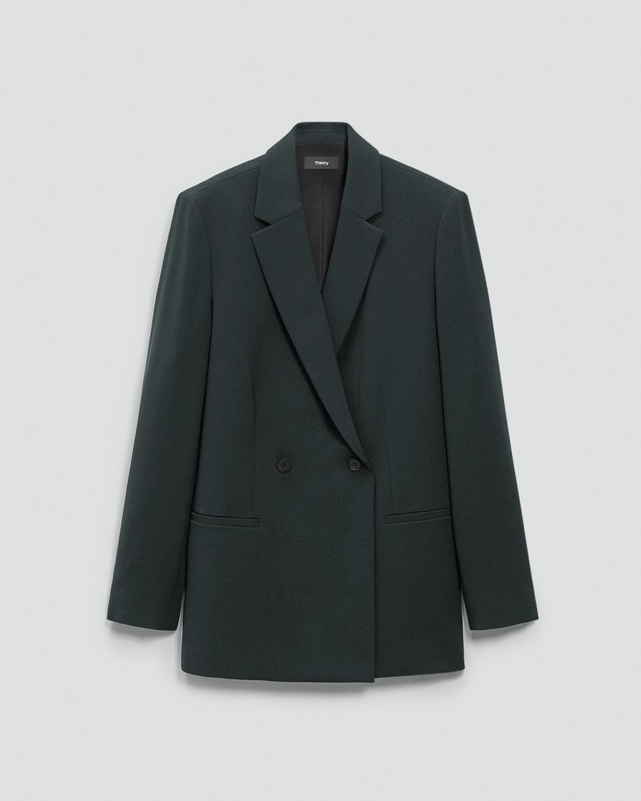 Relaxed Double-Breasted Blazer in Admiral Crepe
