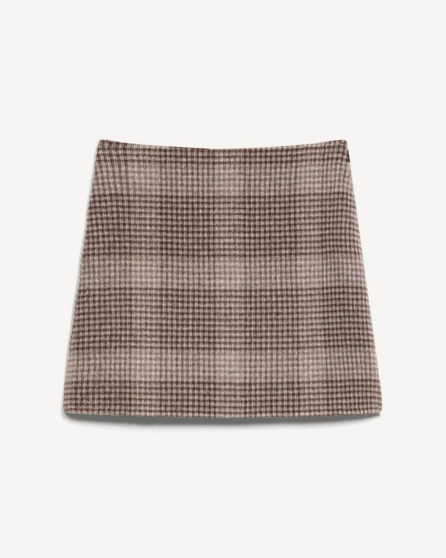 A-Line Mini Skirt in Plaid Wool-Cashmere