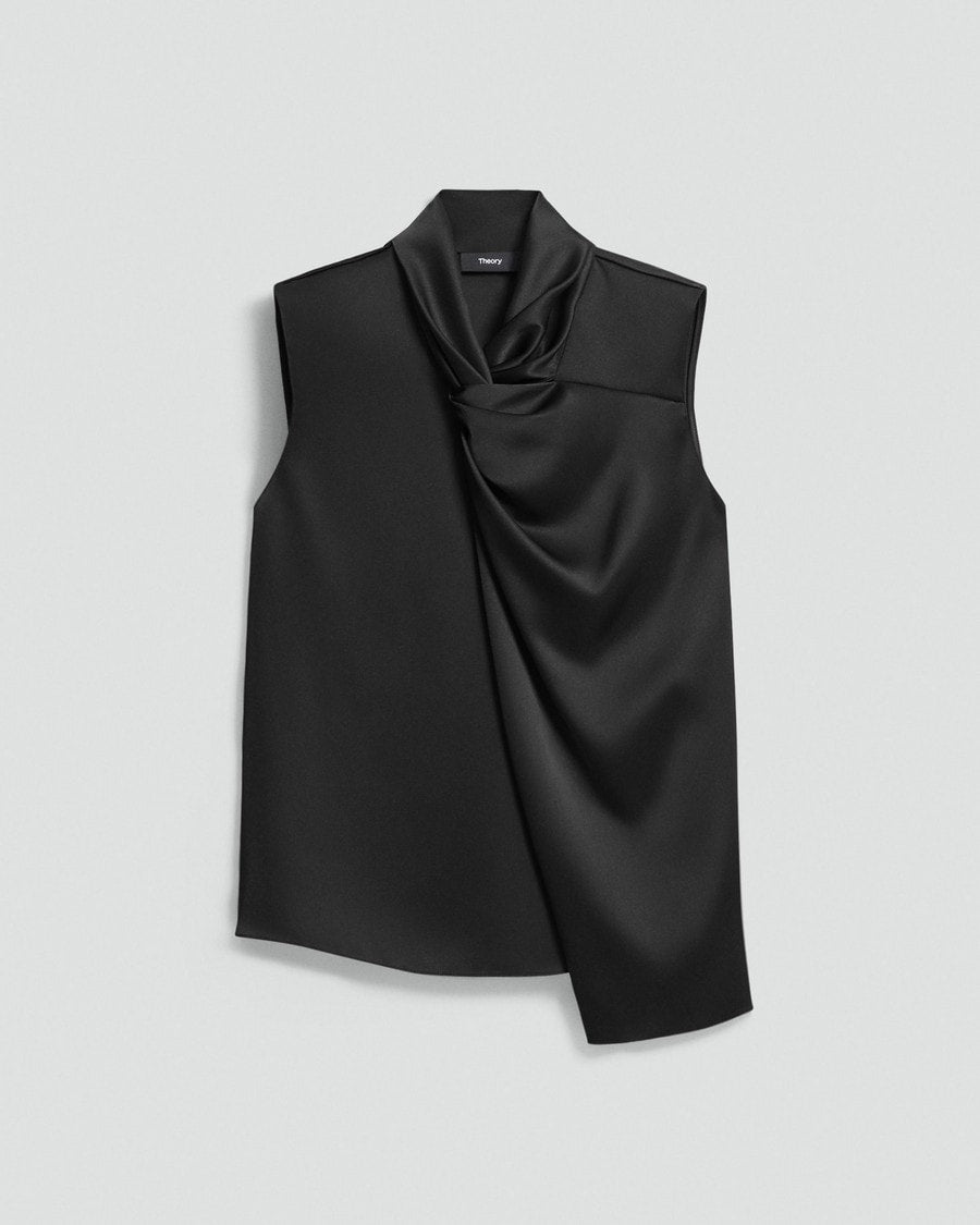 Twisted Split Blouse in Satin
