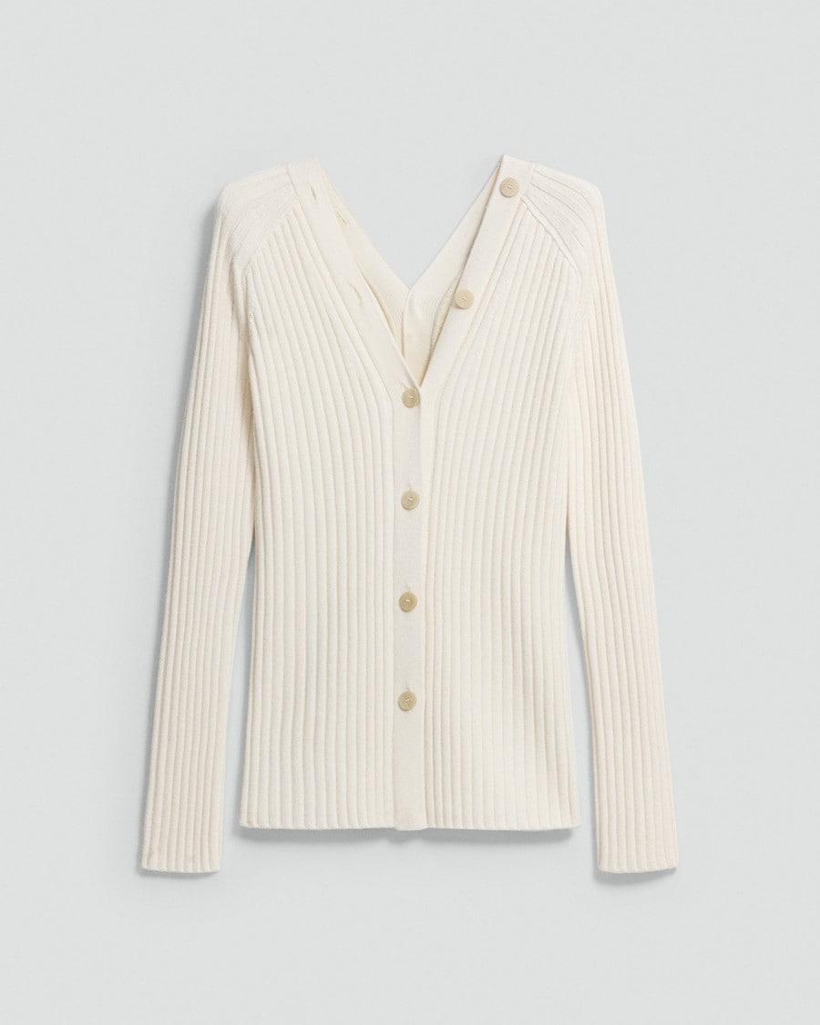 Button-Back Cardigan in Merino Wool