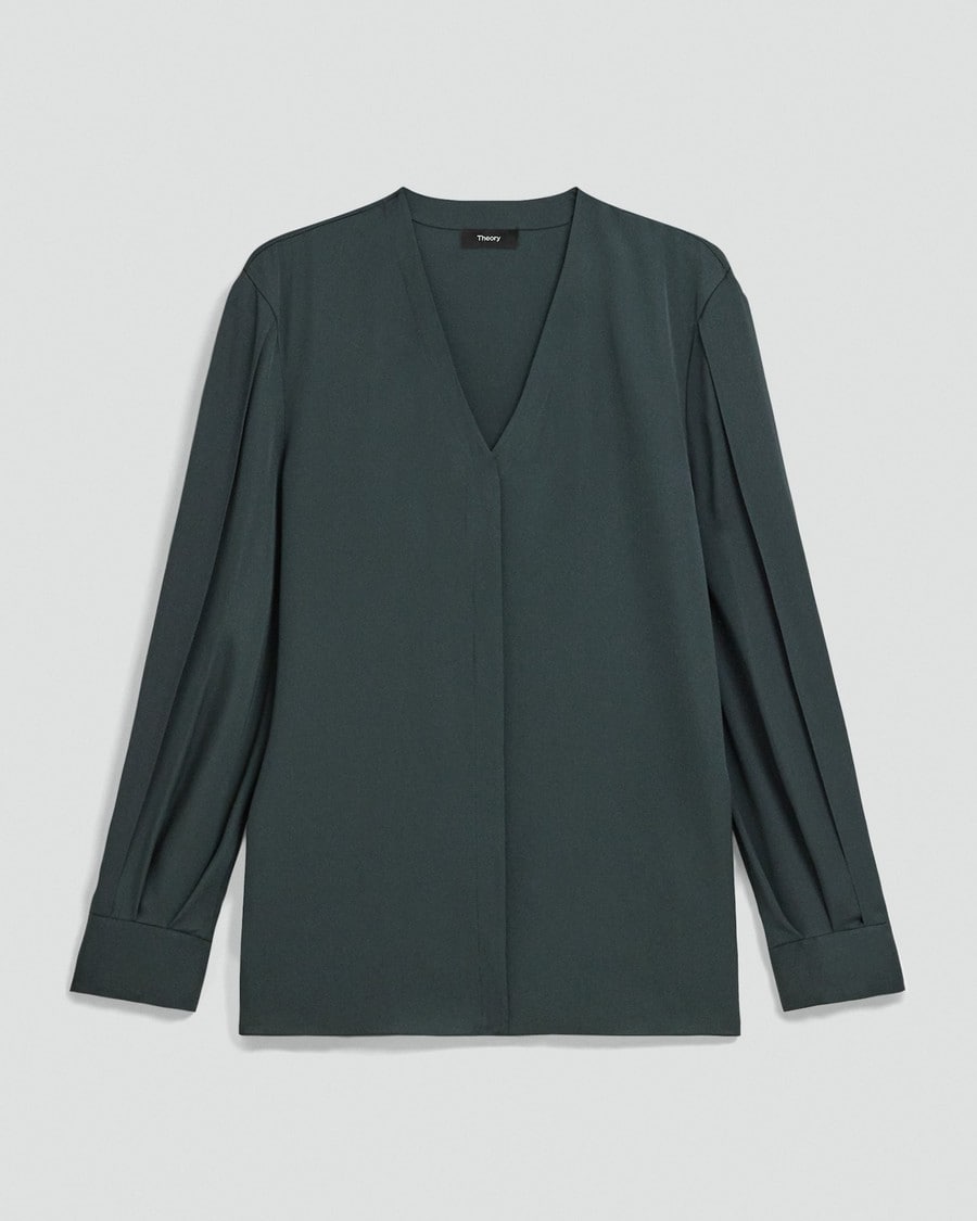 V-Neck Blouse in Silk Georgette