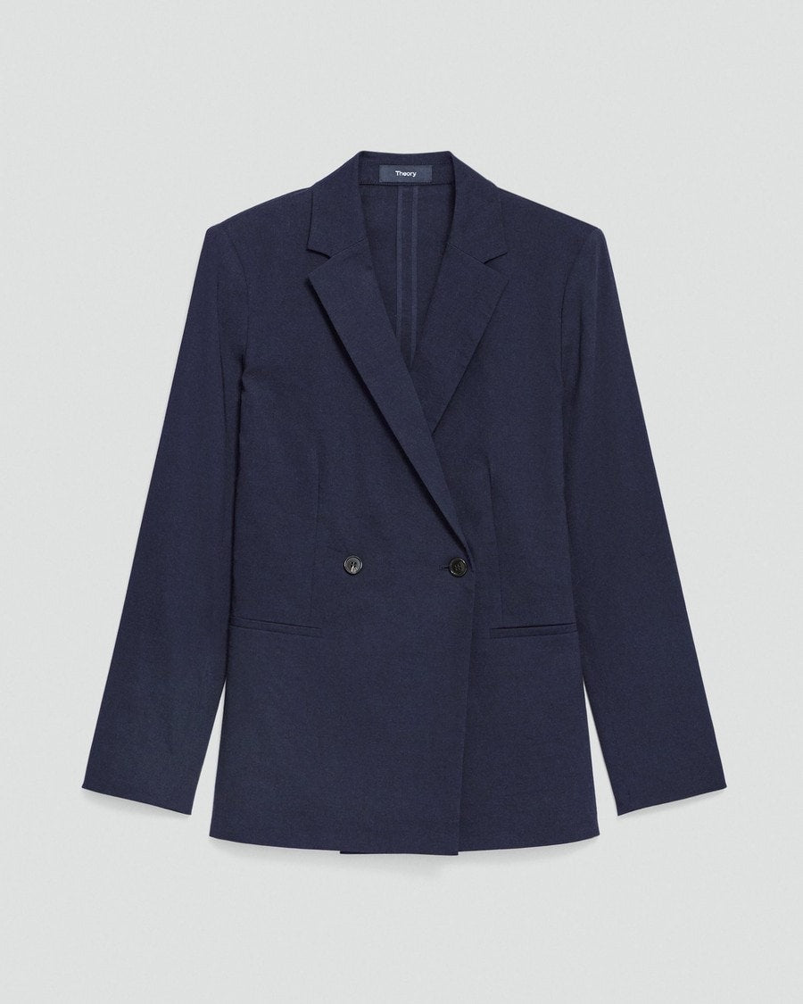 Vented Double-Breasted Blazer in Good Linen