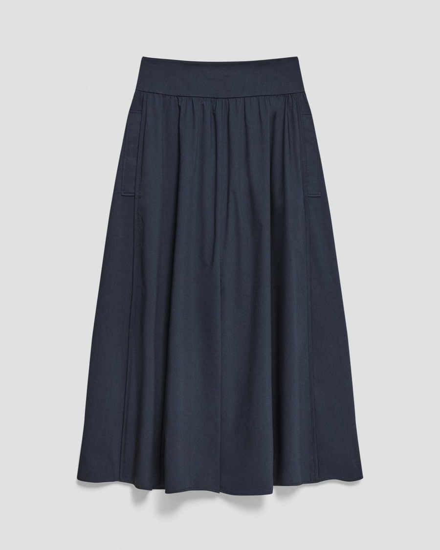 Vented Skirt in Relaxed Poplin