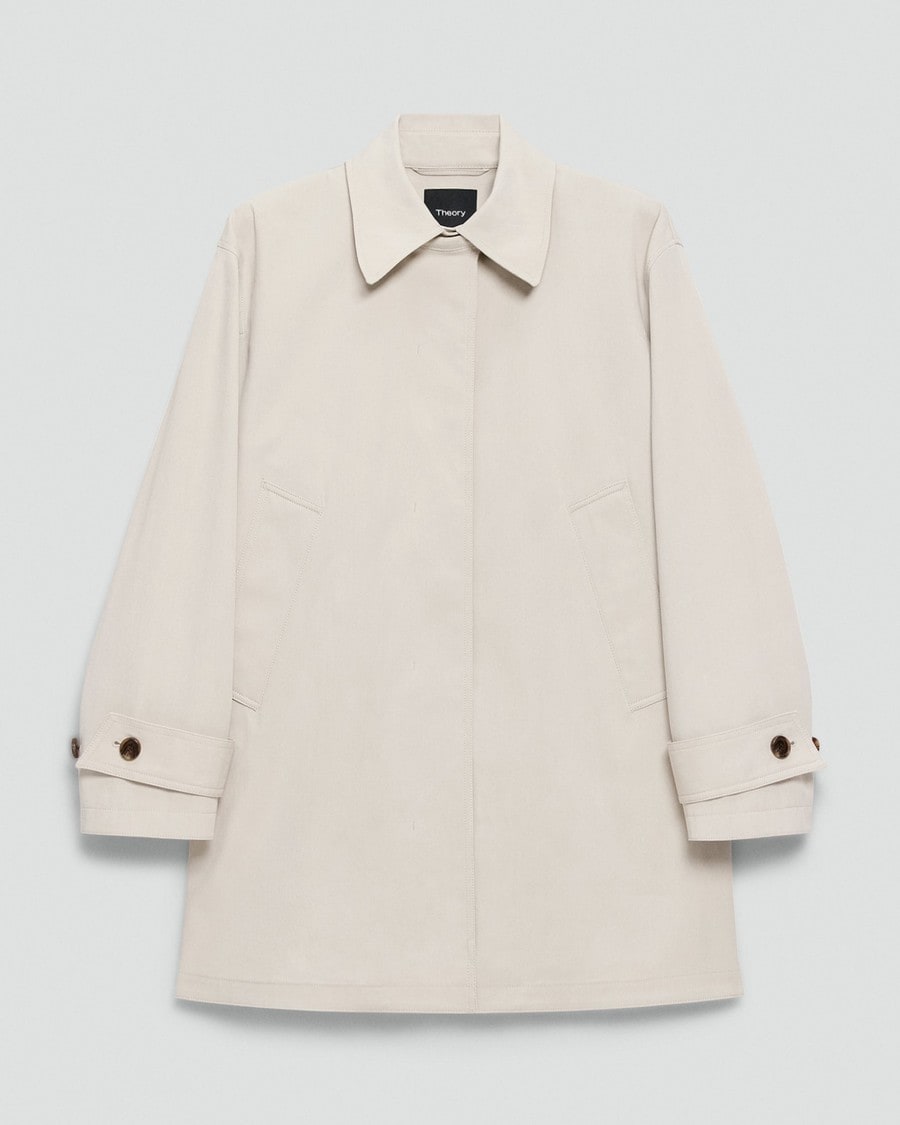 A-Line Trench Coat in Sleek Cotton
