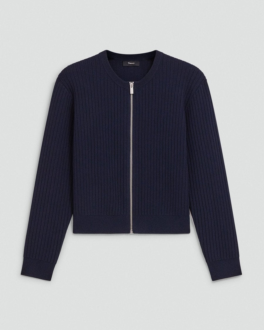 Pointelle Cardigan in Crepe Knit