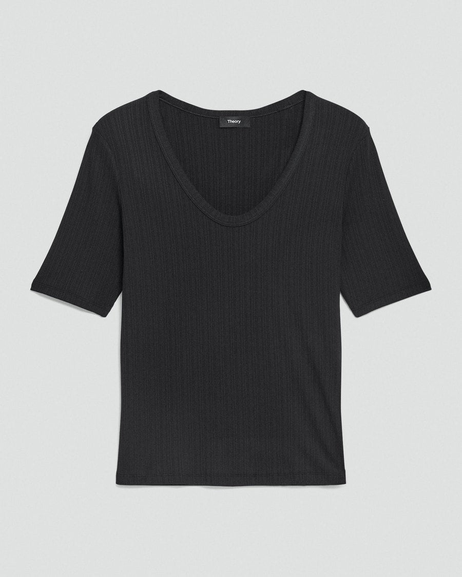 U-Neck Tee in Stretch Rib