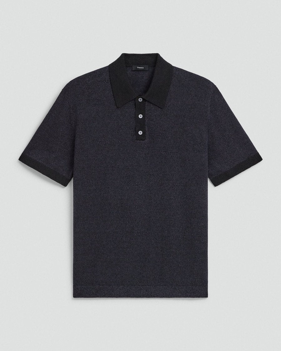 Short-Sleeve Polo Shirt in Silk Linen