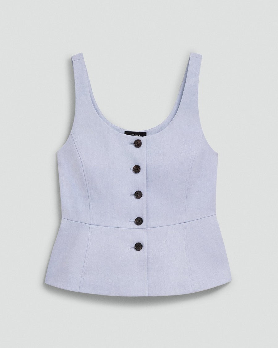 Peplum Vest in Linen-Viscose
