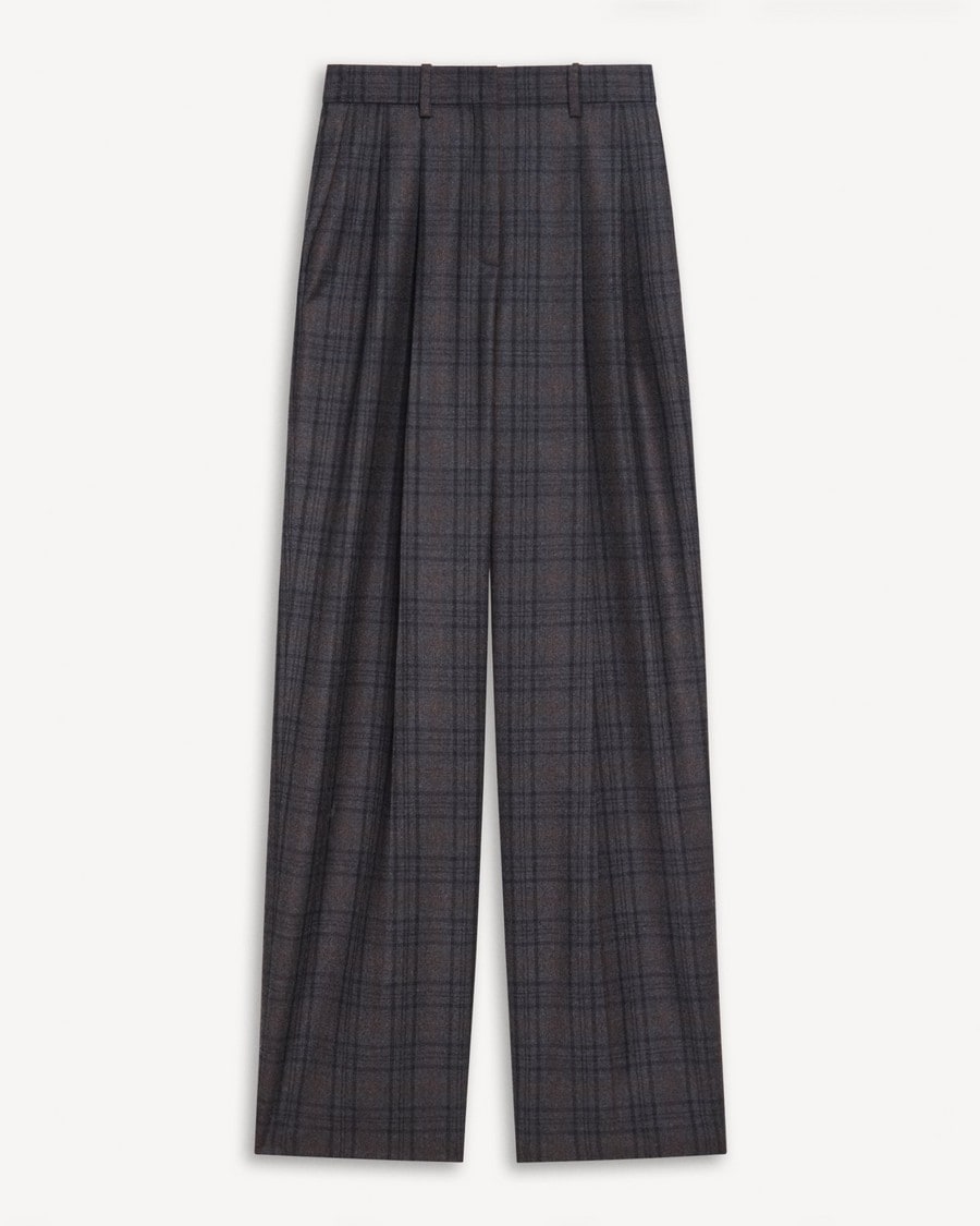 Double Pleat Pant, 33’’ in Plaid Sleek Flannel