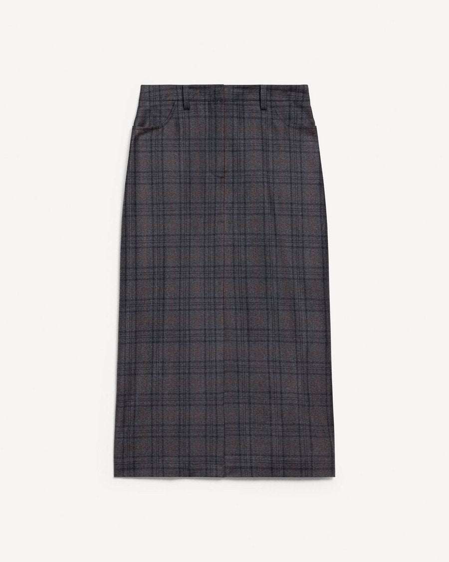 Vented Maxi Skirt in Plaid Sleek Flannel