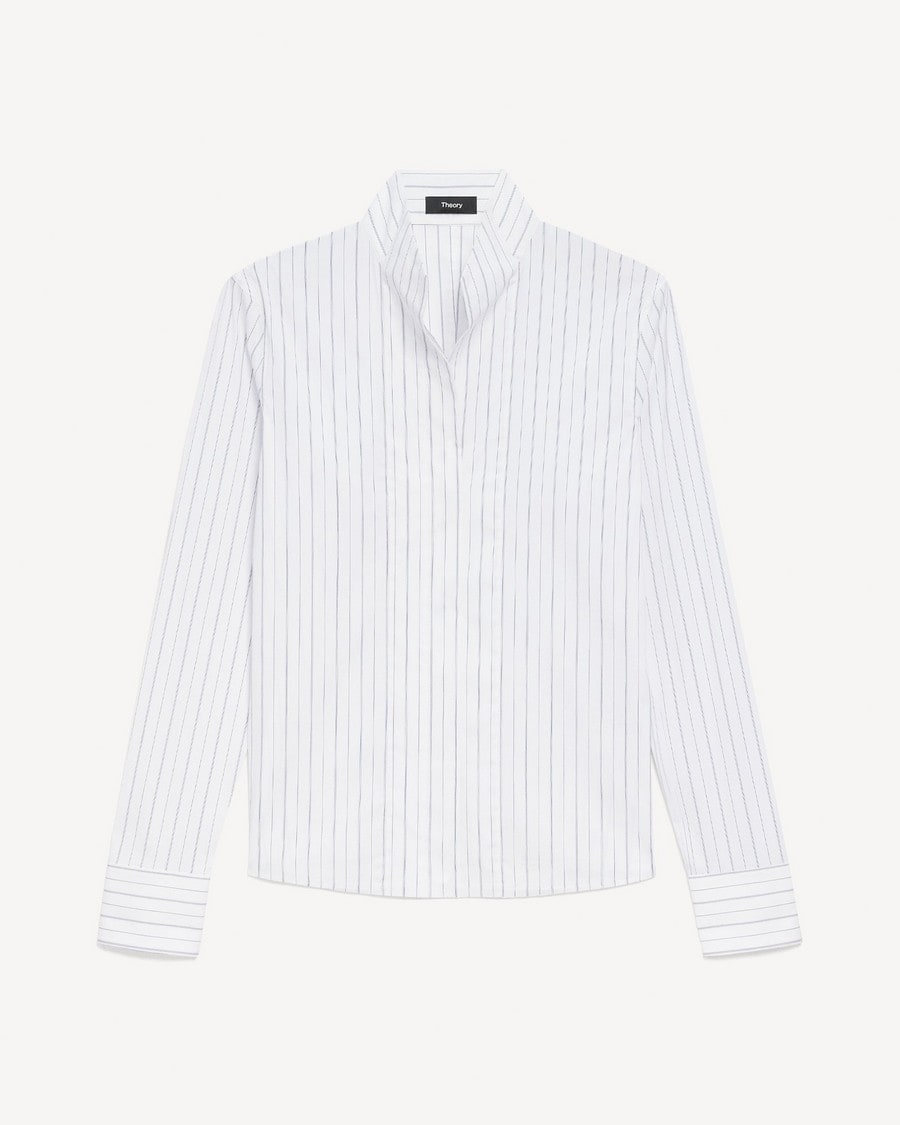 Tailored Shirt in Striped Poplin