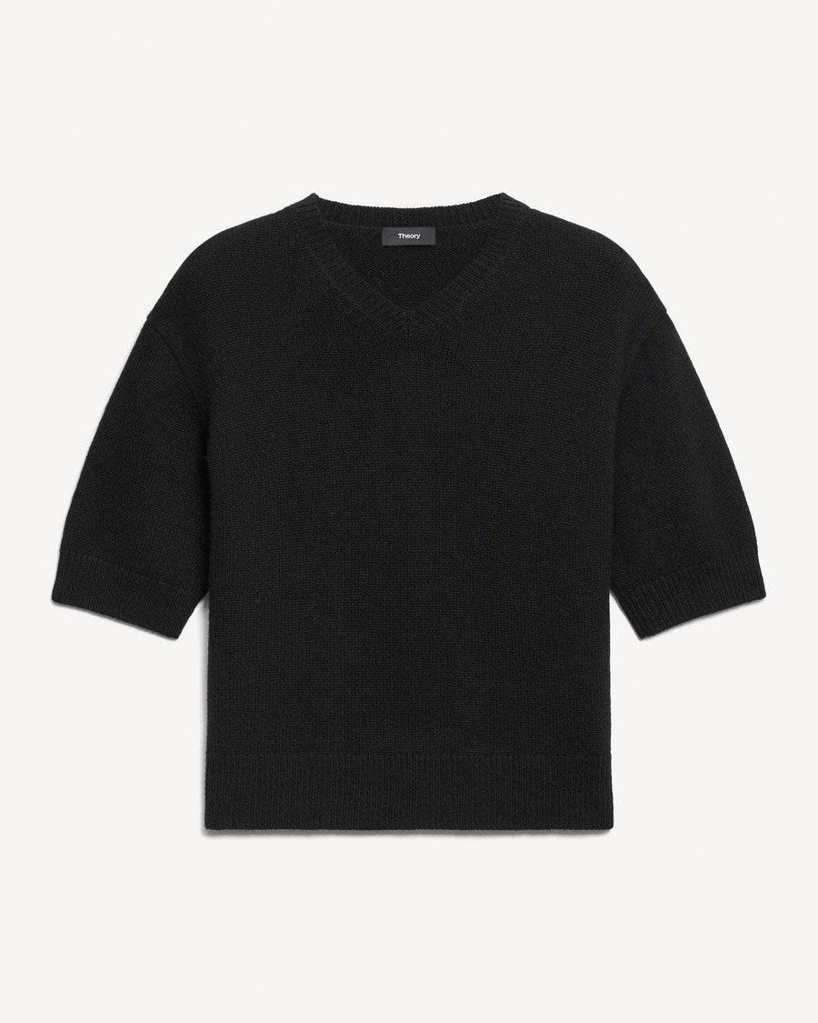 Cropped V-Neck Tee in Cashmere