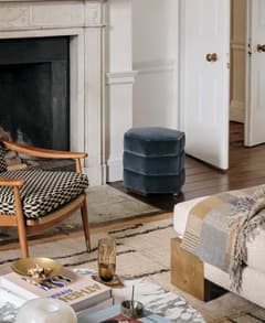 Lyla Footstool - Velvet - Grey Blue - US - Listing Image