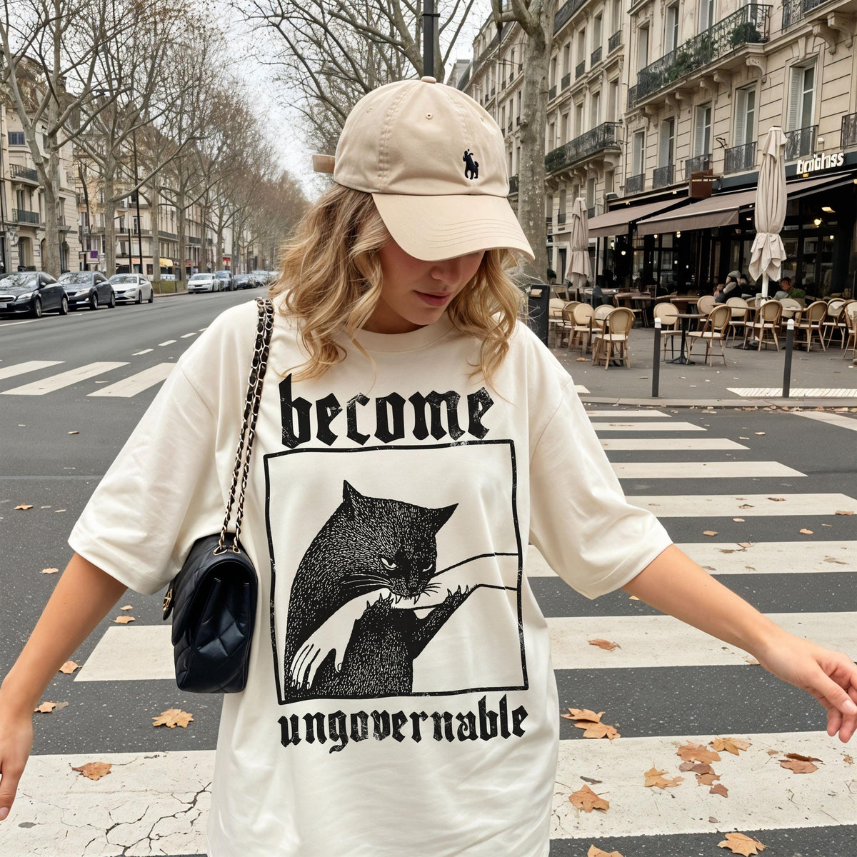 Become Ungovernable Funny Graphic Cat Biting Hand T-shirt, Vintage Graphic Tee, Silly Cats Shirt, Comfort Colors, Unisex Cotton, Gag Gifts