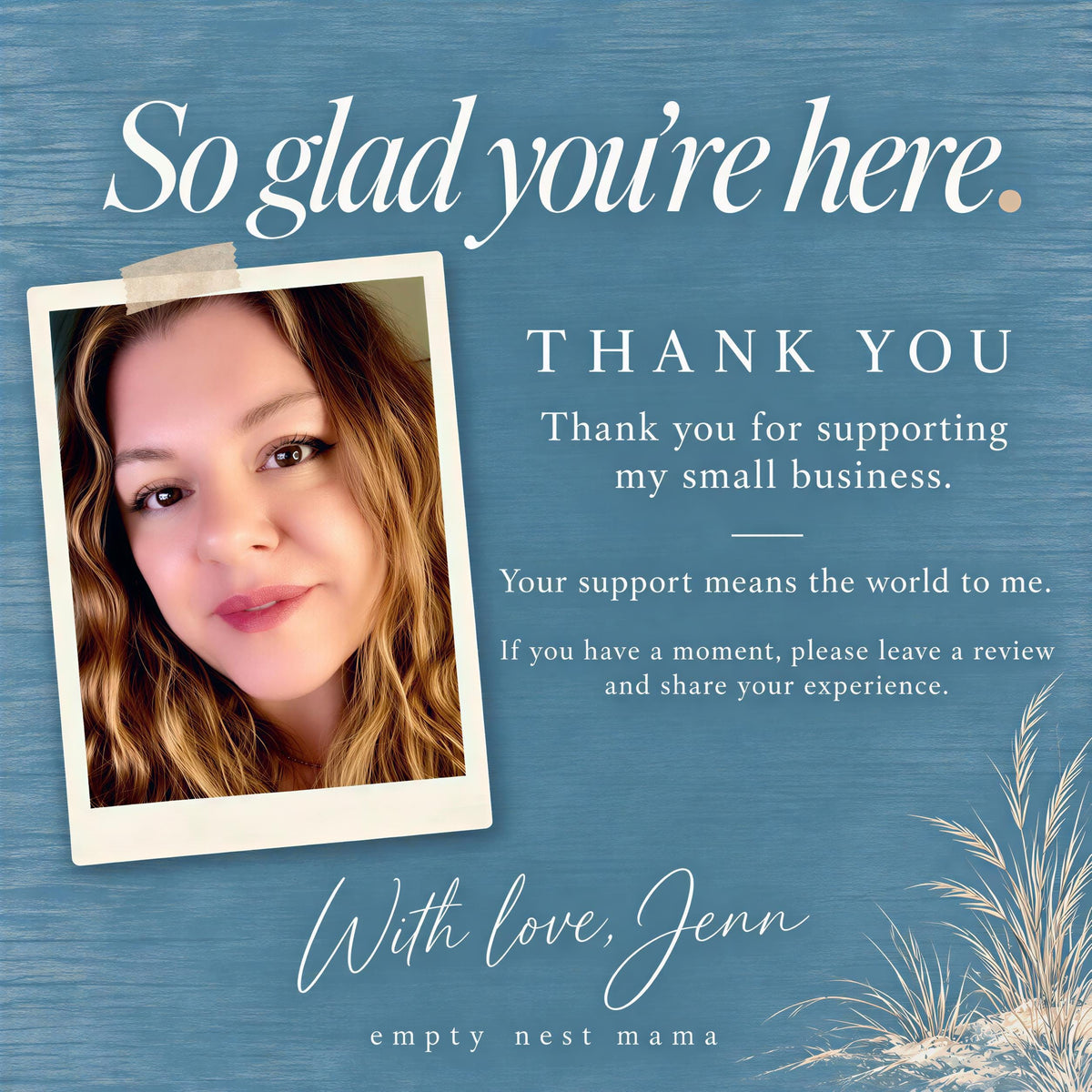 The image is a collage featuring a close-up of a young woman's face and a text overlay expressing gratitude and appreciation.