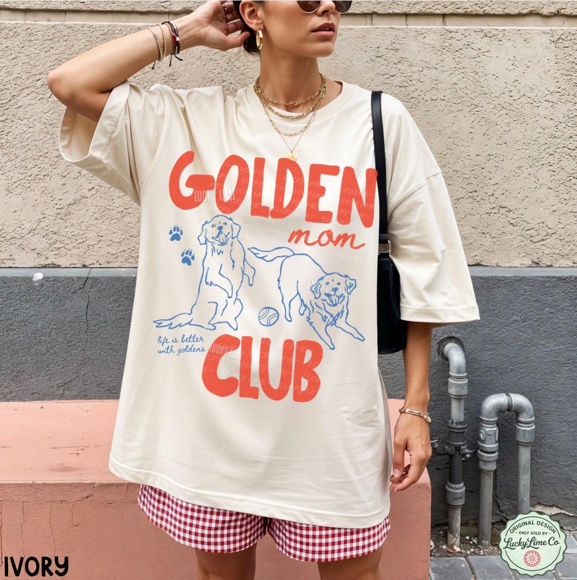 Golden Mom Club Golden Retriever graphic T-shirt in Ivory
