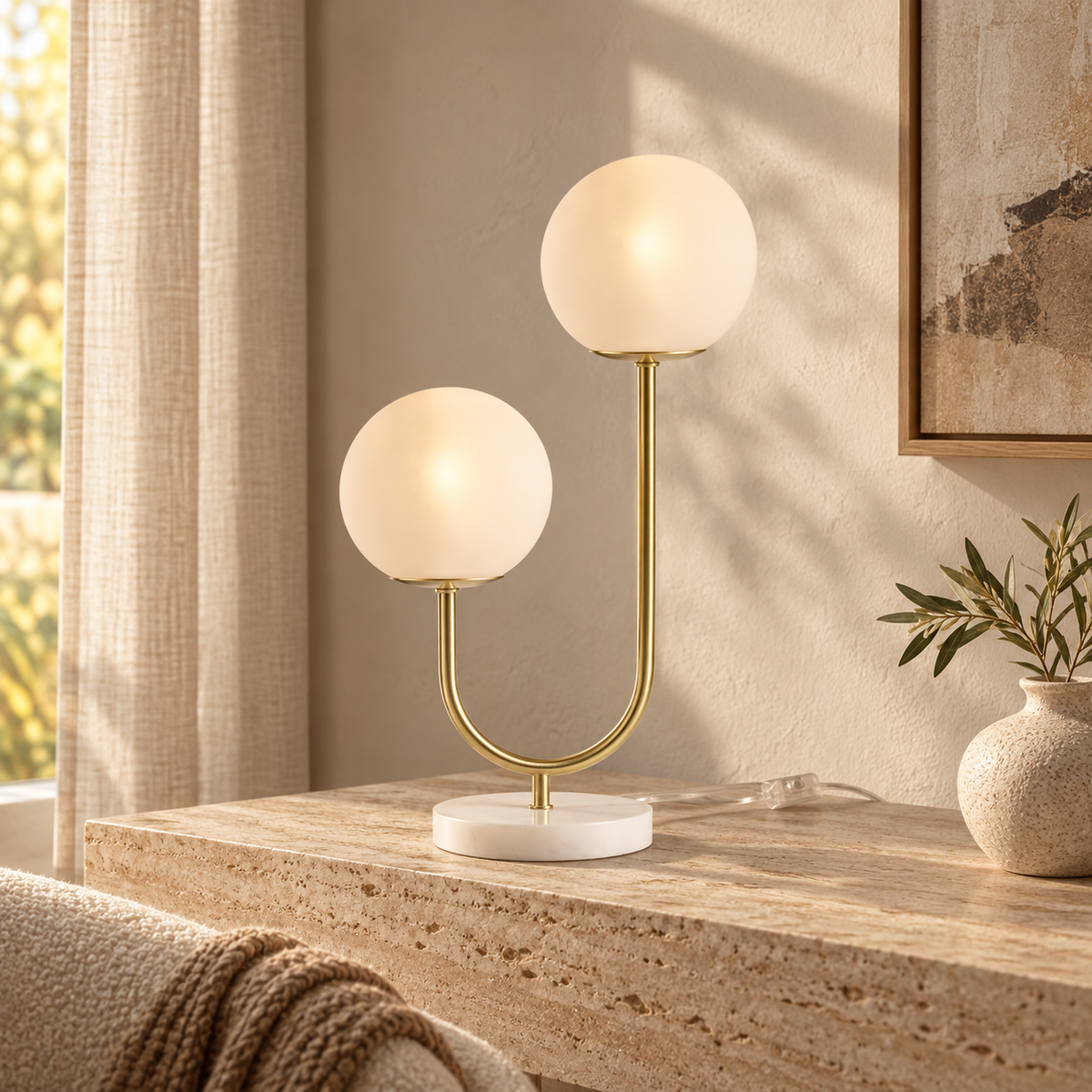 Metal 2-Light Globe Table Lamp — TNBGlobal