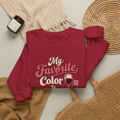 House Red Color Club Sweatshirt in red, folded front view with printed design