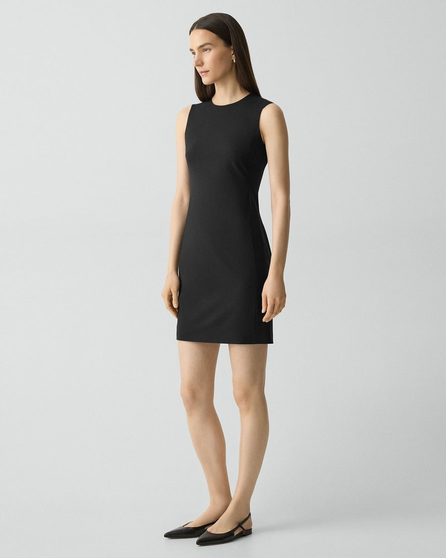 Sleeveless Fitted Dress in Good Wool