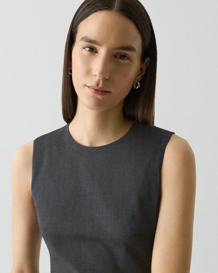 Sleeveless Fitted Dress in Good Wool