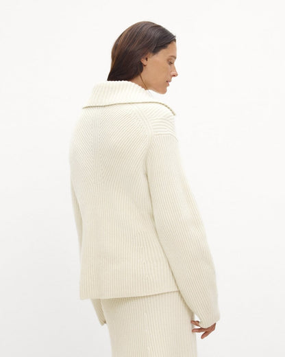 Ribbed Half-Zip Sweater in Felted Wool-Cashmere