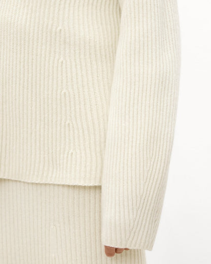 Ribbed Half-Zip Sweater in Felted Wool-Cashmere