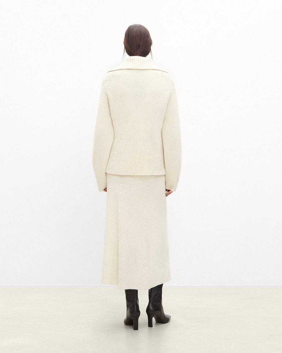 Ribbed Half-Zip Sweater in Felted Wool-Cashmere