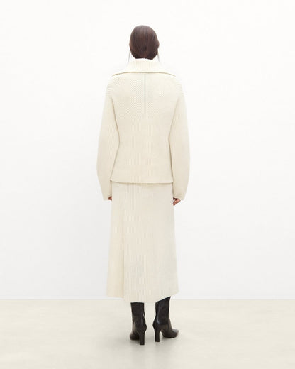 Ribbed Half-Zip Sweater in Felted Wool-Cashmere