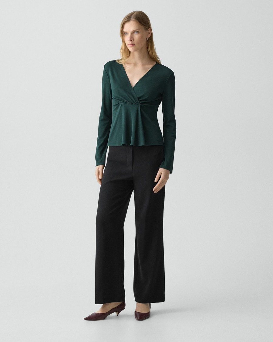 Wide-Leg Pull-On Pant in Admiral Crepe