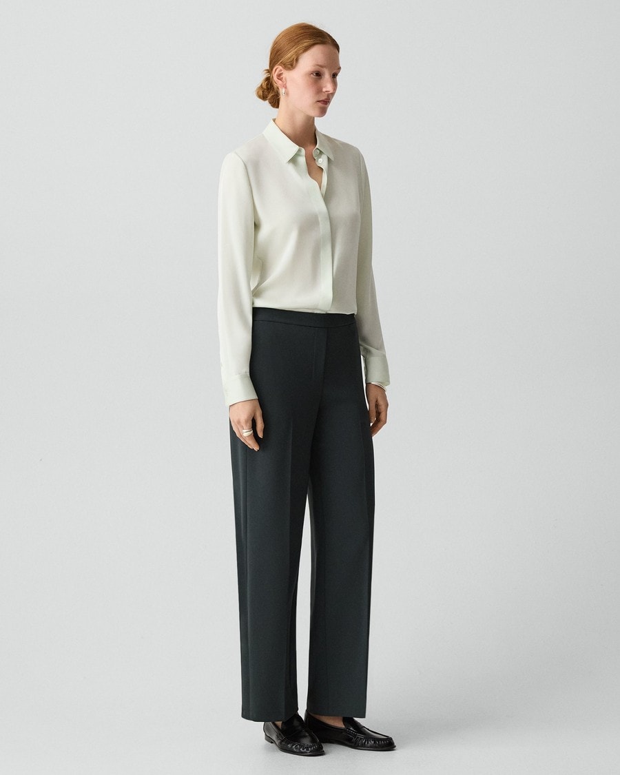 Wide-Leg Pull-On Pant in Admiral Crepe