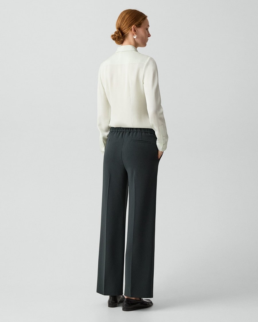 Wide-Leg Pull-On Pant in Admiral Crepe