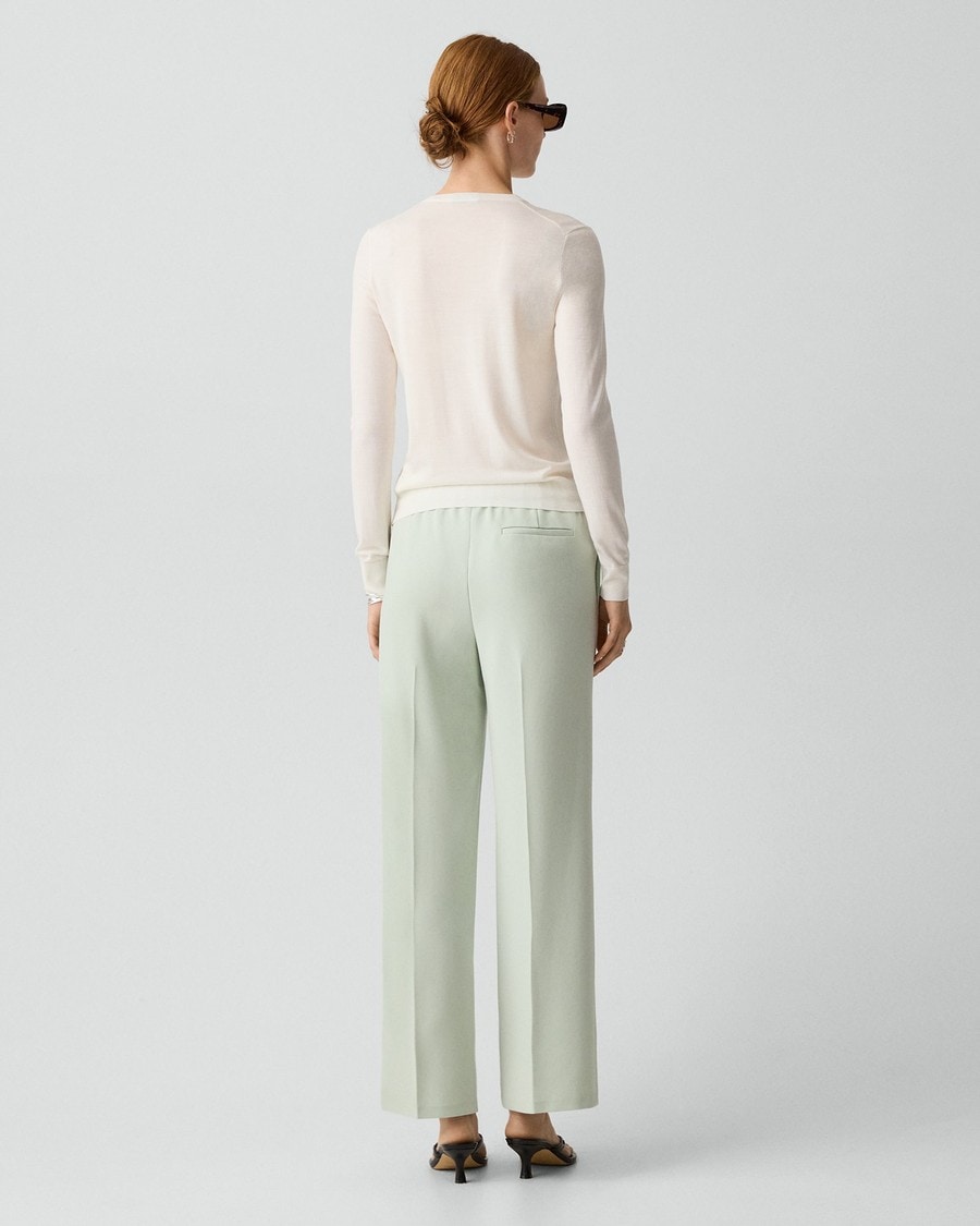 Wide-Leg Pull-On Pant in Admiral Crepe
