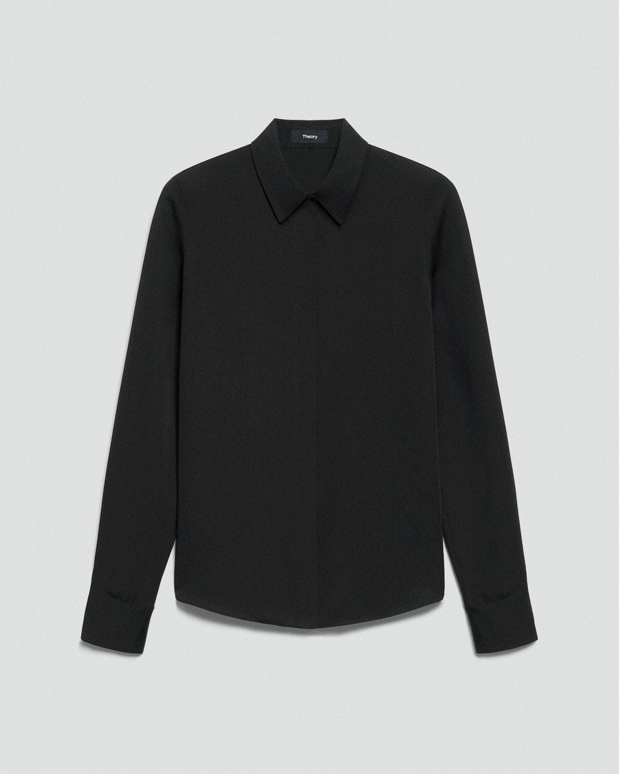 Fitted Shirt in Silk Georgette