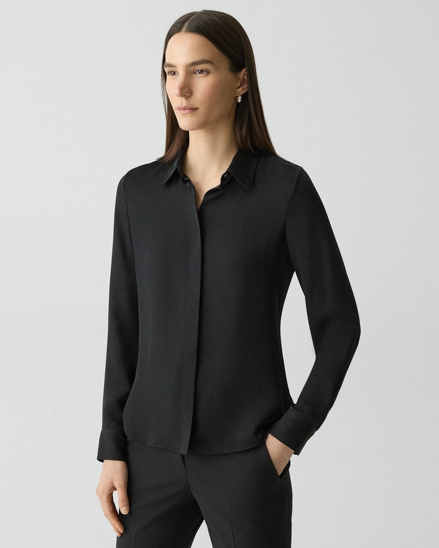 Fitted Shirt in Silk Georgette