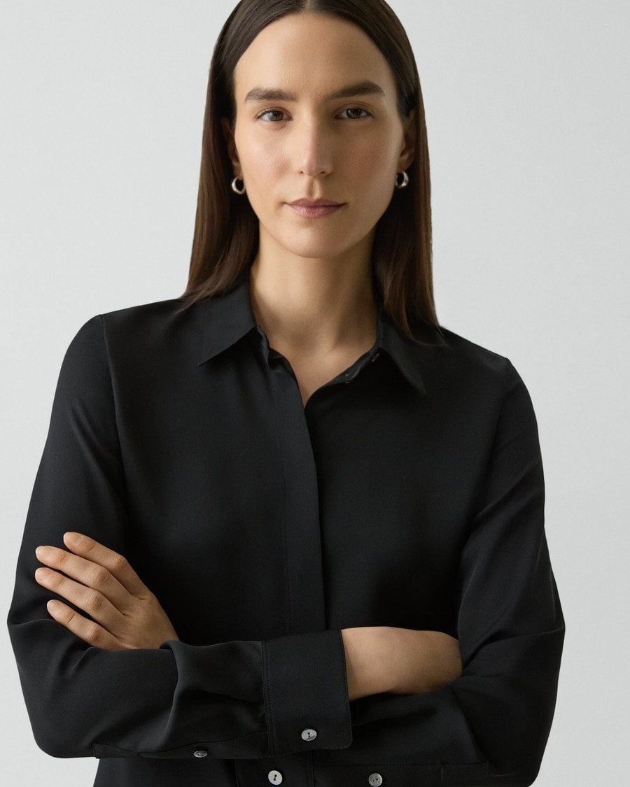 Fitted Shirt in Silk Georgette