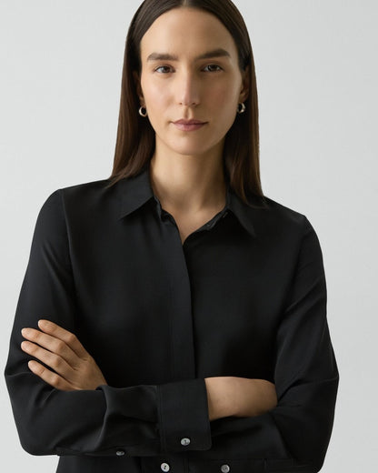 Fitted Shirt in Silk Georgette