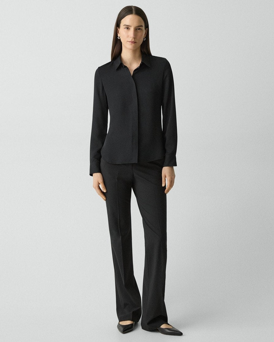 Fitted Shirt in Silk Georgette