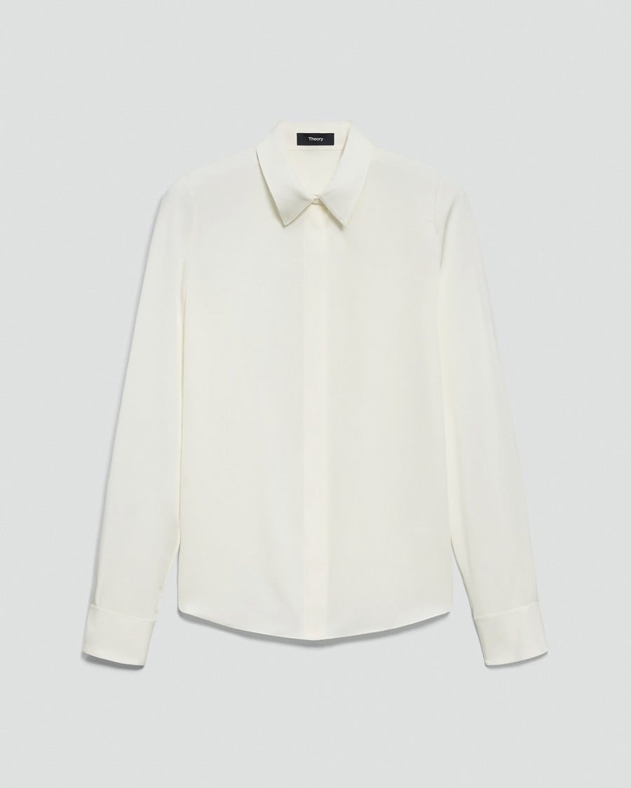 Fitted Shirt in Silk Georgette