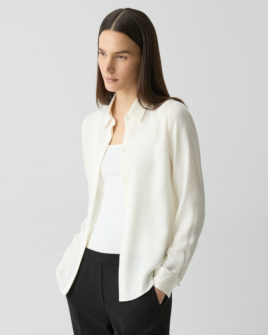 Fitted Shirt in Silk Georgette