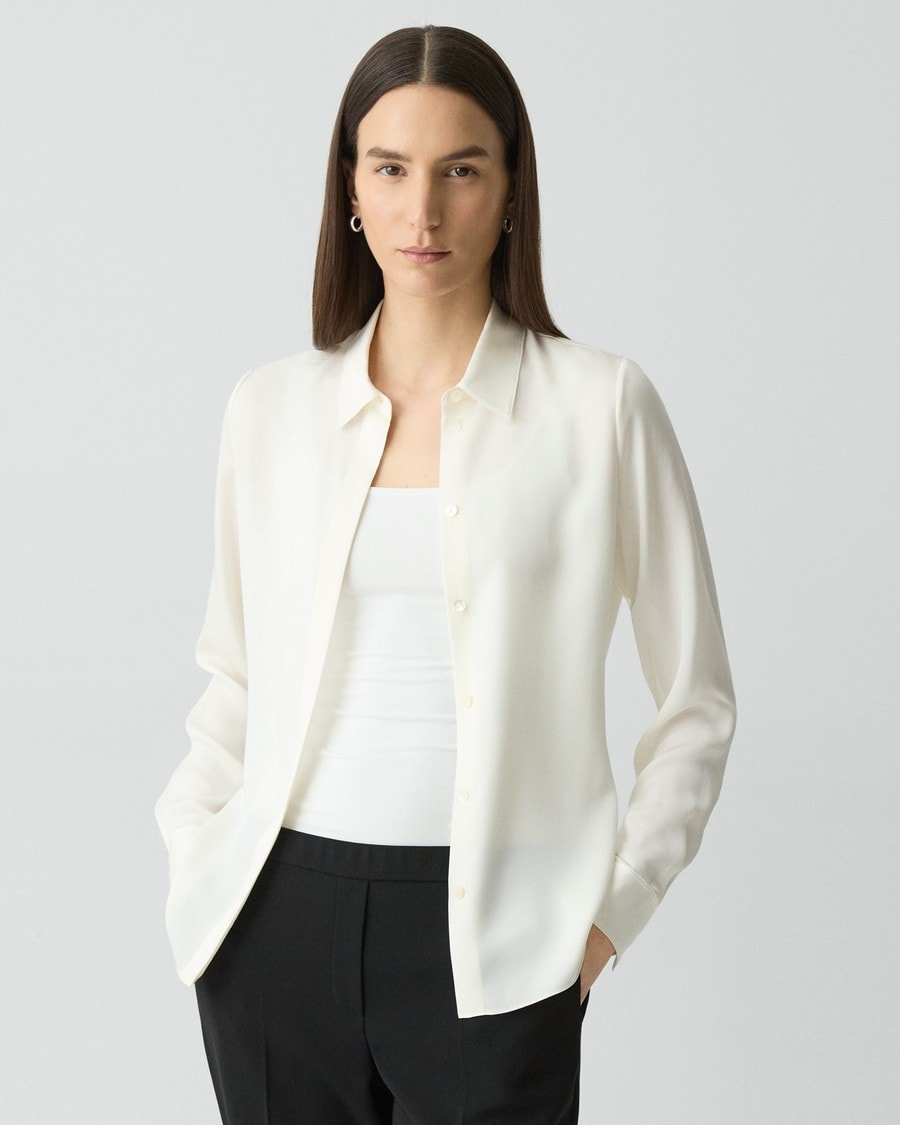 Fitted Shirt in Silk Georgette