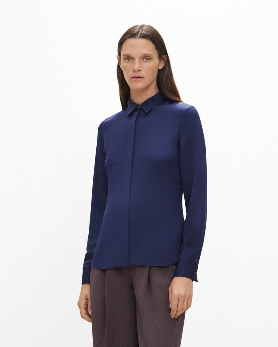 Fitted Shirt in Silk Georgette