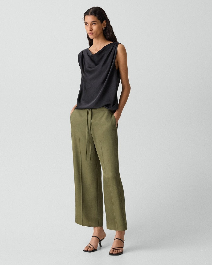 Cropped Wide-Leg Pant in Washed Twill