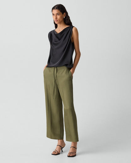 Cropped Wide-Leg Pant in Washed Twill