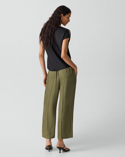 Cropped Wide-Leg Pant in Washed Twill