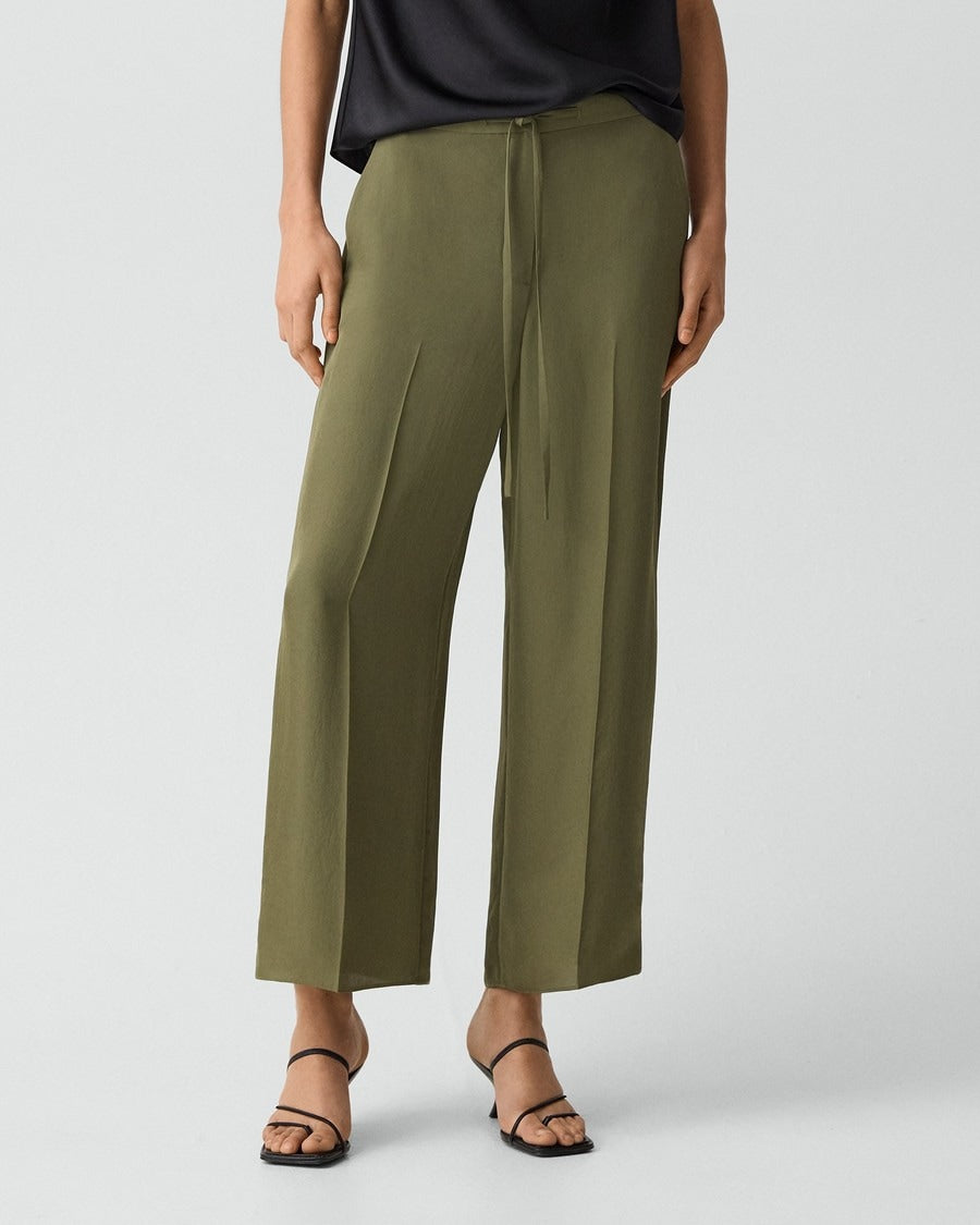 Cropped Wide-Leg Pant in Washed Twill
