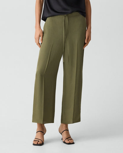 Cropped Wide-Leg Pant in Washed Twill