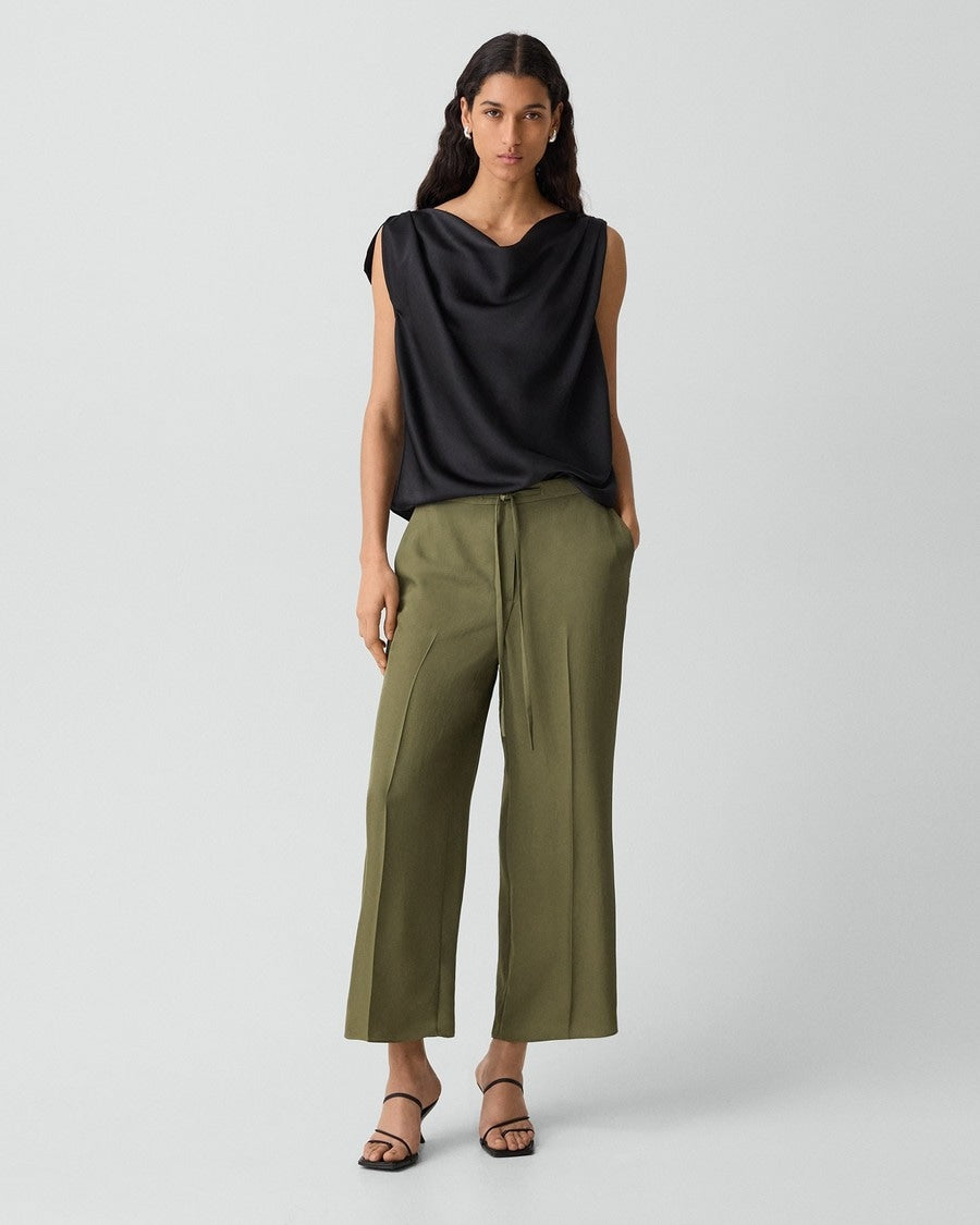 Cropped Wide-Leg Pant in Washed Twill