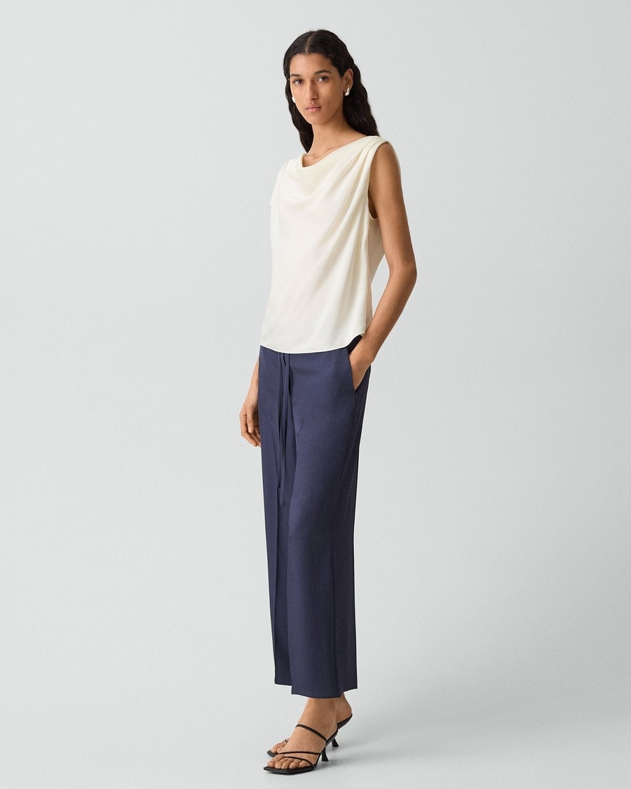 Cropped Wide-Leg Pant in Washed Twill